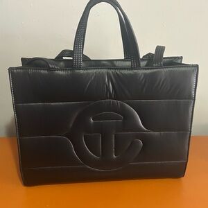 Teflar Large Black Puffer Shopping Bag